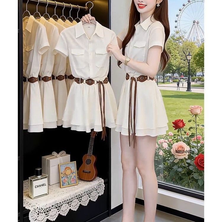 Korean Style Short Sleeve Shir - огляд і ціна Korean Style A Line Shirt Dress
