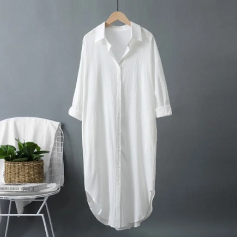 New Cotton and Linen Women's L - огляд і ціна Casual Loose Linen Shirt Dress