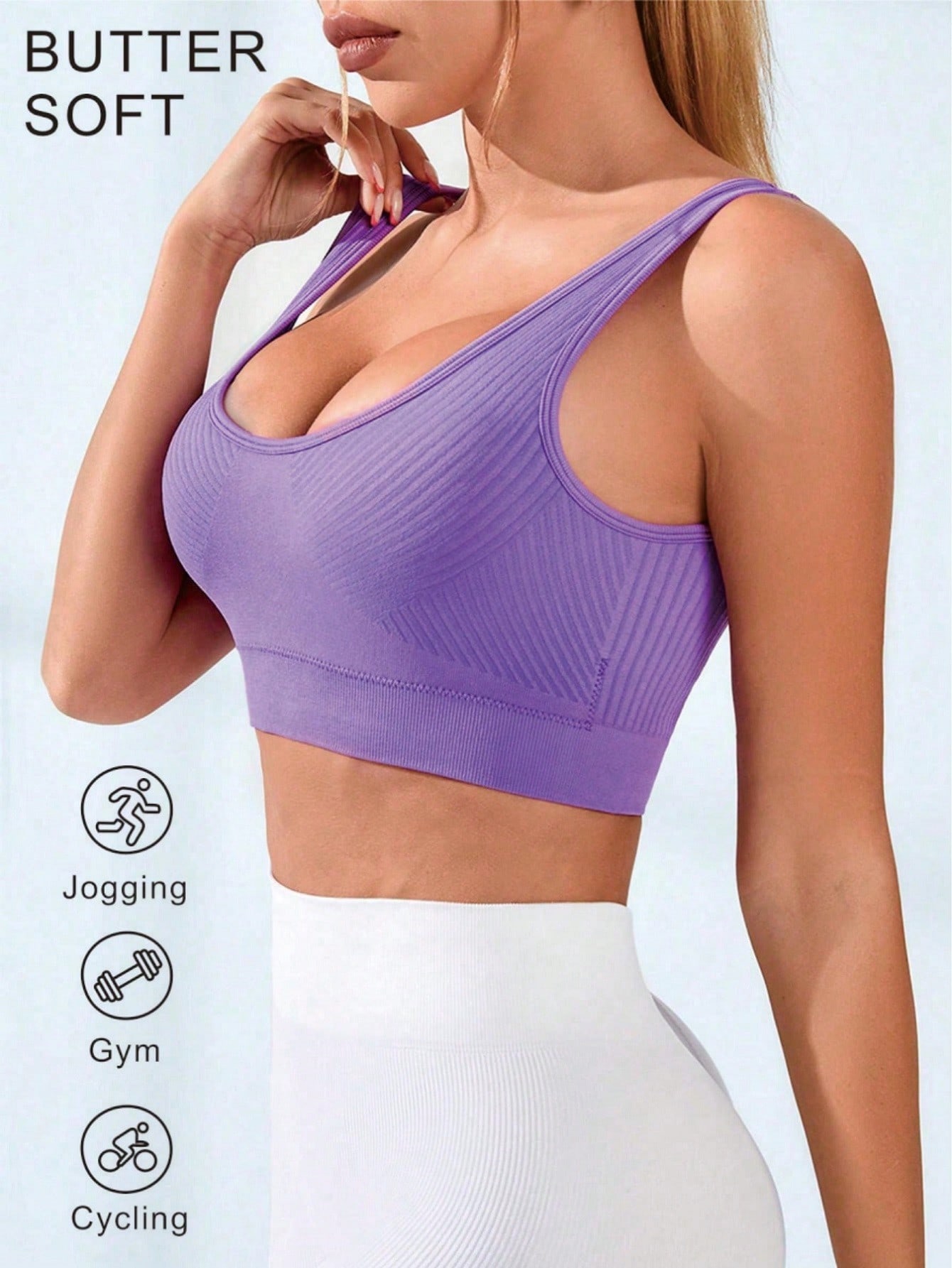 Women's Ribbed U-Neck Sports B - огляд і ціна Seamless Ribbed Workout Tank Top
