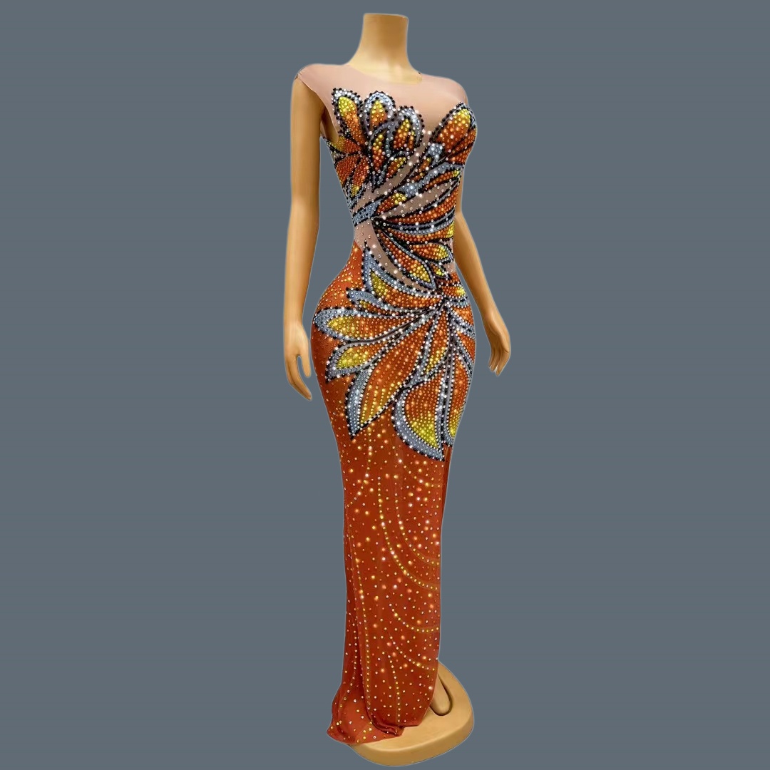 Women Sleeveless Mesh Maxi Dre - огляд і ціна Sparkly Rhinestone Club Party Dress
