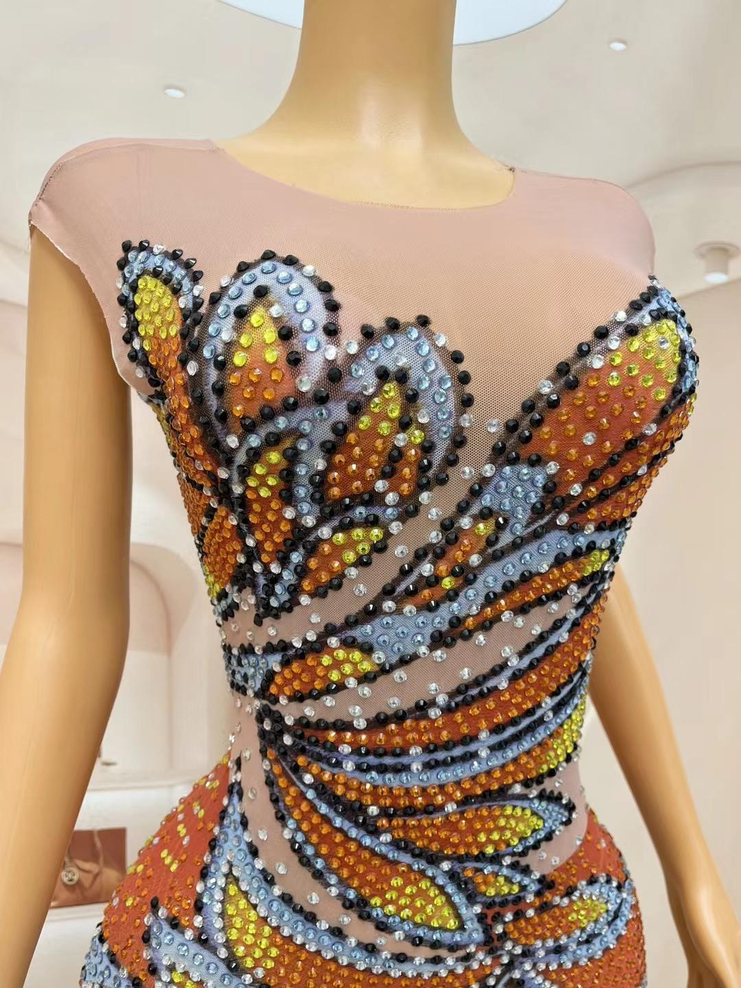 Women Sleeveless Mesh Maxi Dre - огляд і ціна Sparkly Rhinestone Club Party Dress