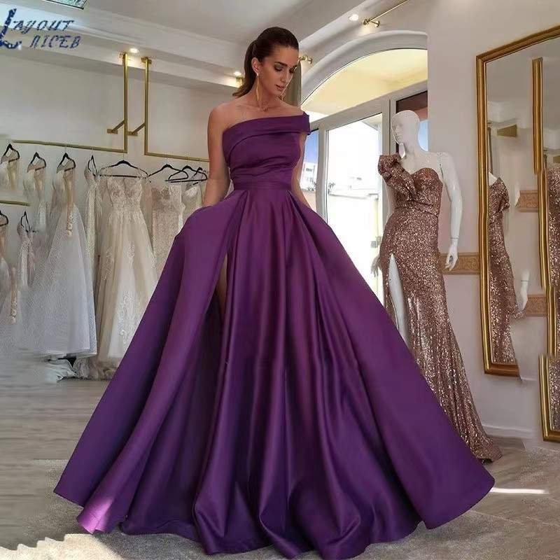 Elegant Off Shoulder Satin Eve - огляд і ціна Elegant Satin Evening Gown Split