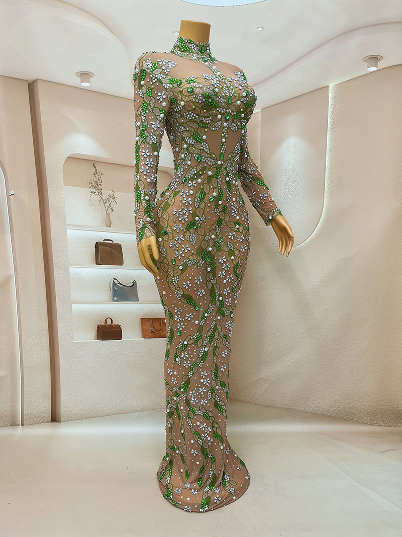A stunning evening gown Long   - огляд і ціна Sparkly Rhinestone Club Party Dress