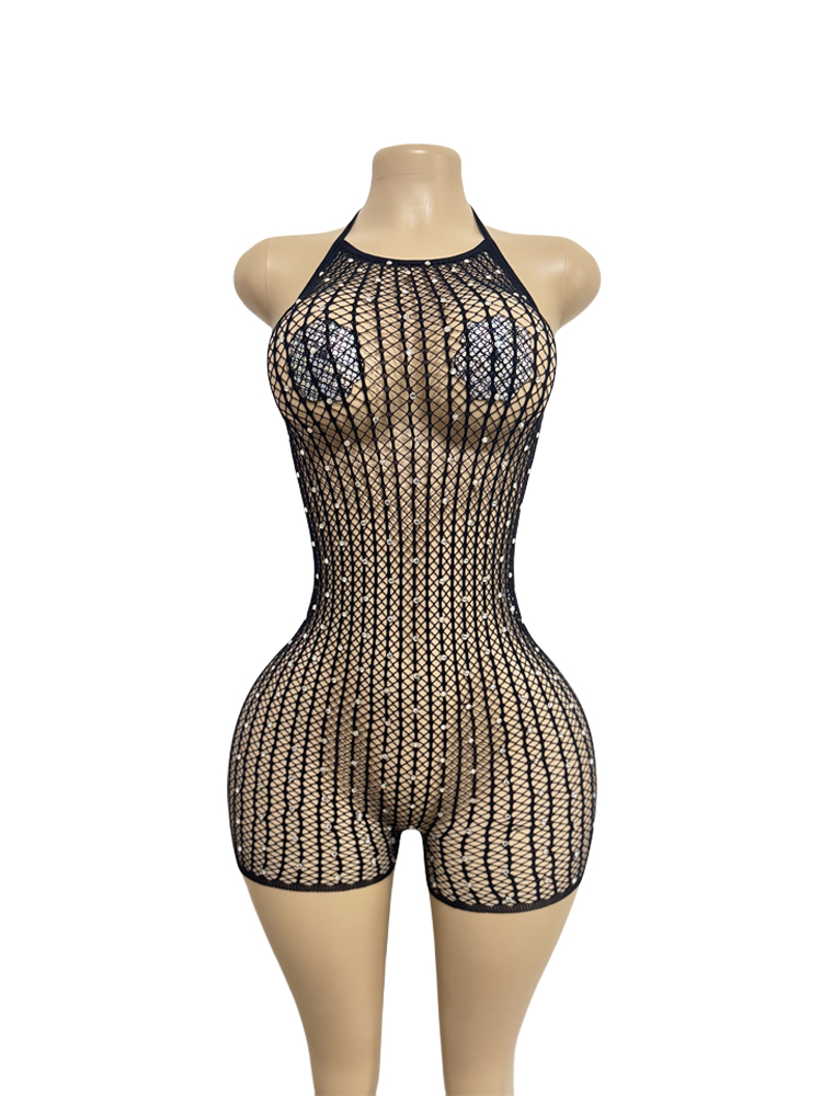 Women Halter Rhinestone Fishne - огляд і ціна Sexy Mesh Sheer Bodycon Dress