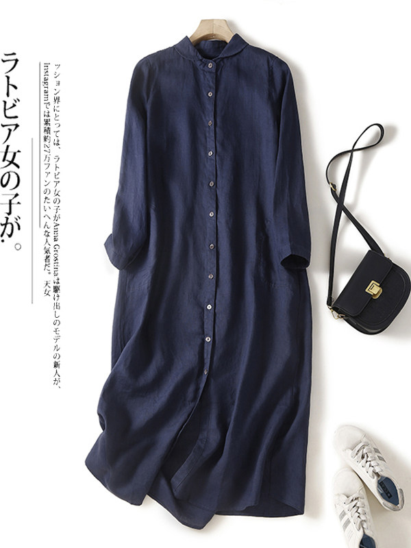 Casual Cotton Linen Loose Shir - огляд і ціна Casual Loose Linen Shirt Dress