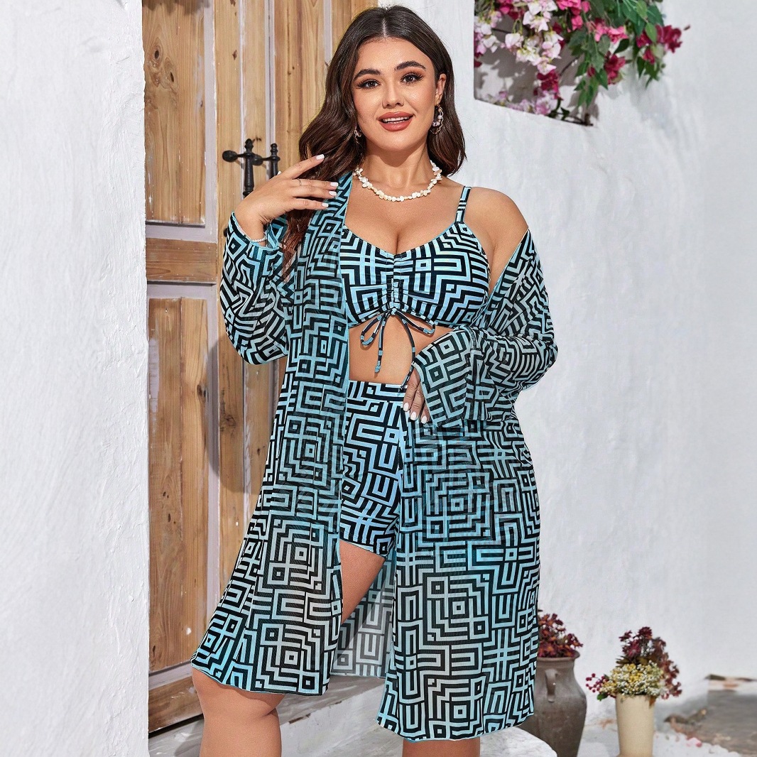 Plus Size 3‑Piece Geometric Pr - огляд і ціна Tops