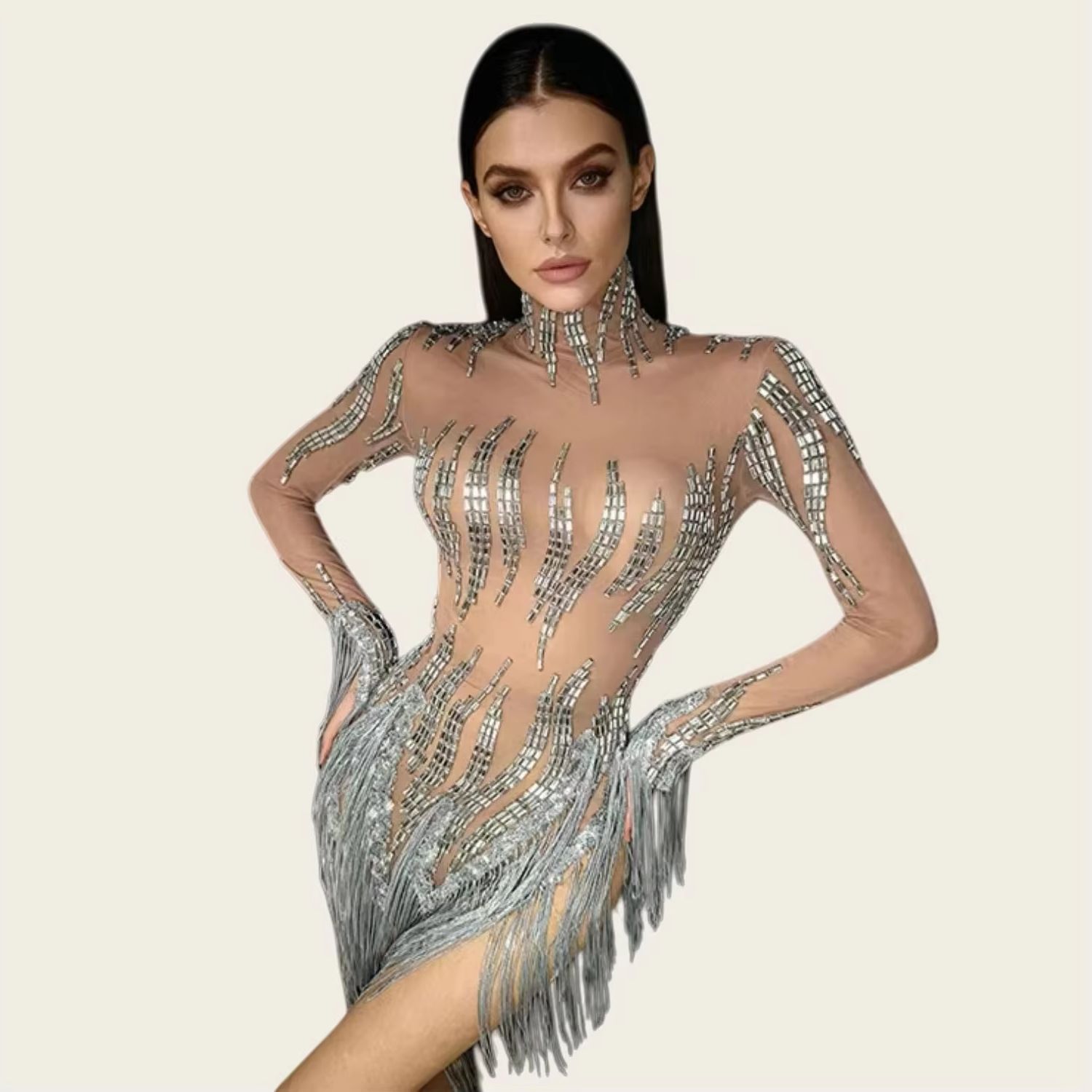 Sparkly Rhinestone Tassel Shor - огляд і ціна Sparkly Rhinestone Club Party Dress