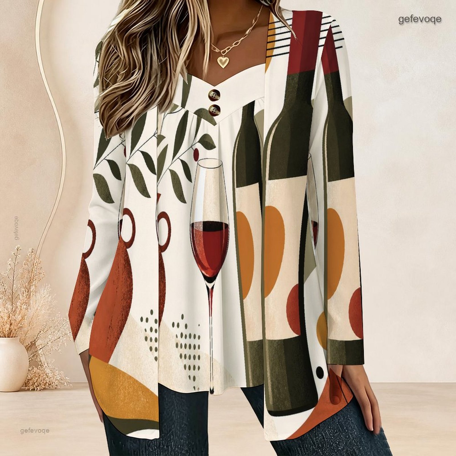 Women Fake Two Piece Long Slee - огляд і ціна Blouses