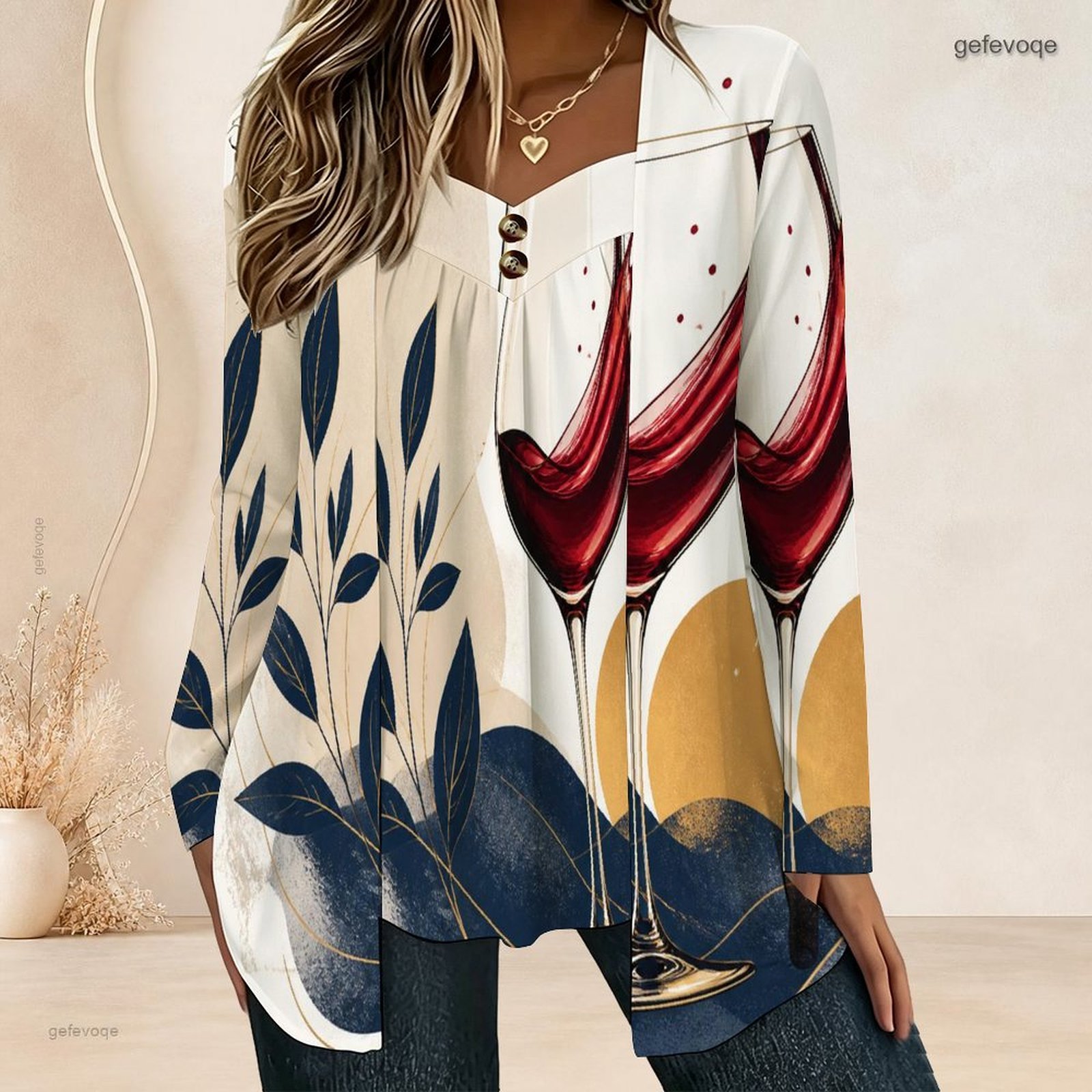 Women Fake Two Piece Long Slee - огляд і ціна Blouses
