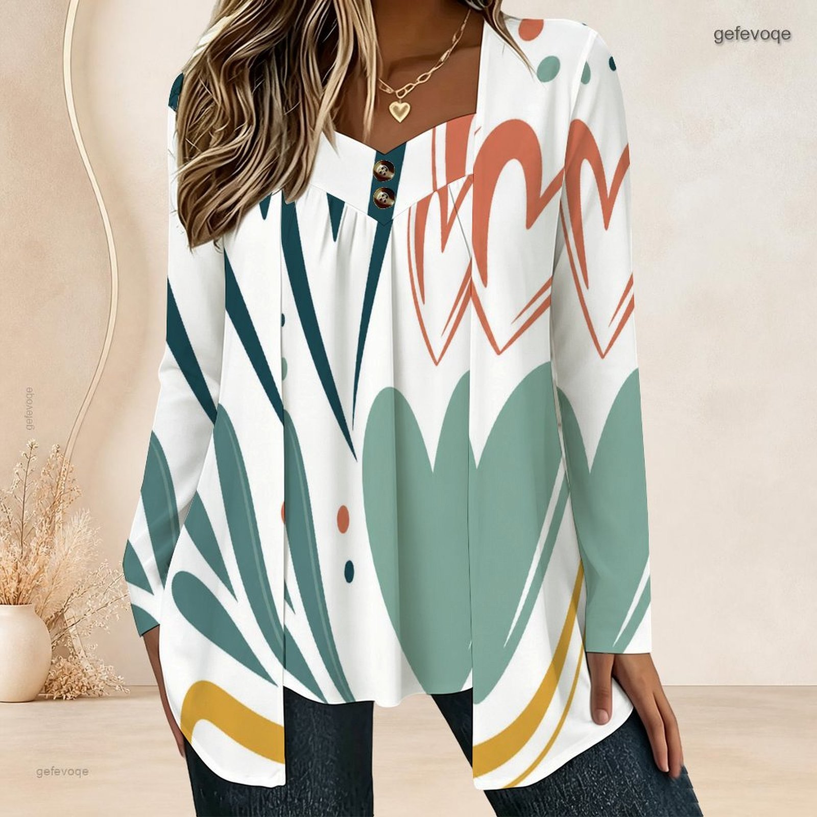 Women Fake Two Piece Long Slee - огляд і ціна Blouses